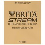 Brita Stream Water Filter Pitcher - BPA-Free, 2 Filters