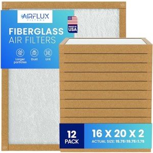 AIRFLUX 16x20x2 Fiberglass Air Filter 12 Pack