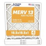 MERV 13 Pleated Air Filter 4-Pack, 19.5"x19.5