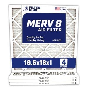 16.5x18x1 MERV 8 Pleated Air Filters - 4 Pack