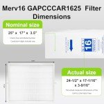 MERV 16 Replacement Filters, 16x25x3.5 (2-Pack)