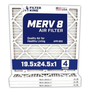 Filter King 19.5x24.5x1 MERV 8 Air Filters - 4 Pack
