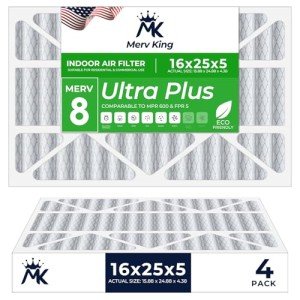 MervKing Pleated Air Filter 16x25x5 - 4-Pack