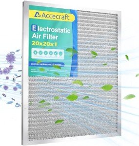 Washable 20x20 Electrostatic Air Filter, MERV 8
