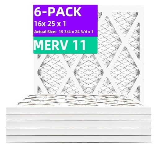 Qingzhug 16x25x1 MERV 11 Pleated Air Filters (6-Pack)