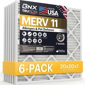 BNX TruFilter MERV 11 Air Filters 20x20x1 (6-Pack)