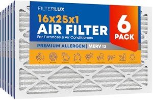 16x25x1 MERV 13 Electrostatic Air Filter 6-Pack