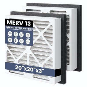 20x20x3 MERV13 Pleated Air Filters - 2 Pack