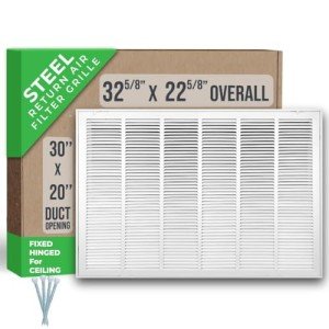 30x20 Steel Return Air Filter Grille – White