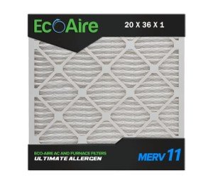 Eco-Aire 20x36x1 MERV 11 Pleated Filters - 6 Pack
