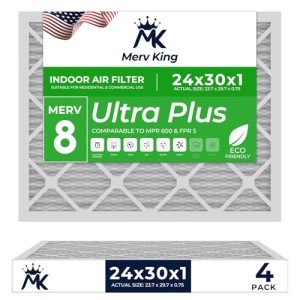 MervKing Pleated Air Filter 24x30x1 - 4-Pack