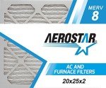 Aerostar 20x25x2 MERV 8 Pleated Air Filters