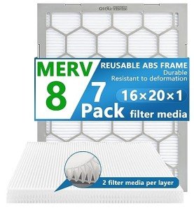 OlitAir 16x20x1 MERV 8 Reusable Air Filter 7-Pack