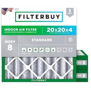 Filterbuy 20x20x4 MERV 8 Air Filter Pack