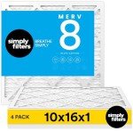 10x16x1 Air Filters, MERV 8, 4-Pack