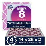14x25x2 MERV 8 Pleated HVAC Filter Pack