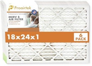 Proairtek 18x24x1 MERV 8 Air Filters, Pack of 6