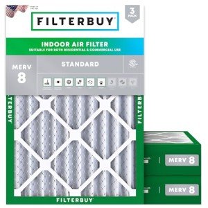 Filterbuy 24x25x4 MERV 8 Air Filter 3-Pack
