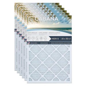 20x30x1 Pleated MERV 8 AC Filters - 6 Pack