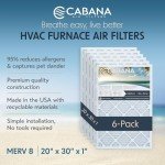20x30x1 Pleated MERV 8 AC Filters - 6 Pack