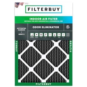 Filterbuy 16x18x1 Air Filter MERV 8 Odor Eliminator (1-Pack), Pleated HVAC AC Furnace Air Filters Replacement with Activated Carbon (Actual Size: 15.50 x 17.50 x 0.75 Inches)