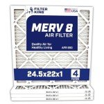 24.5x22x1 MERV 8 Pleated Air Filter Pack