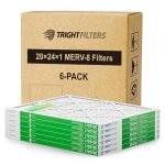 6 Pack of MERV 8 Pleated Air Filters - 20x24x1