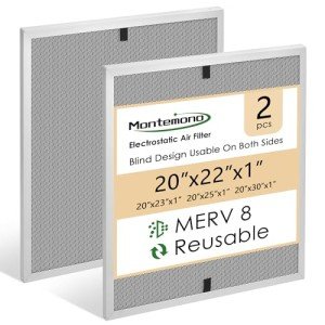 Montemono MERV8 Washable HVAC Filter, 2 Pack