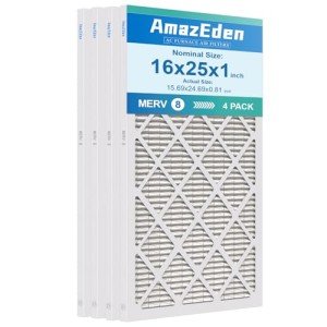 AmazEden 16x25x1 MERV 8 Pleated Air Filter 4-Pack