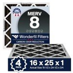 16x25x1 MERV 8 Carbon Air Filters (4 Pack)