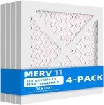 14x14x1 Furnace Air Filters, 4 Pack, MERV 11