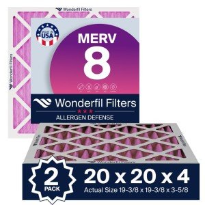 20x20x4 MERV 8 Pleated Air Filters - 2-Pack