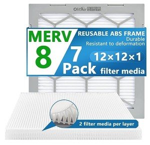 OlitAir 12x12x1 MERV 8 Reusable Air Filters 7-Pack