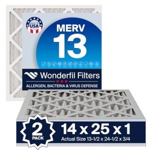 14x25x1 MERV 13 Pleated Air Filters - 2 Pack