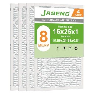 JASENG 16x25x1 MERV 8 HVAC Air Filters 4 Pack