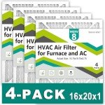 Komashr 16x20x1 MERV 8 Air Filter (4-Pack)