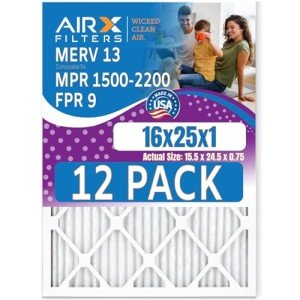 16x25x1 MERV 13 Air Filter, 12 Pack