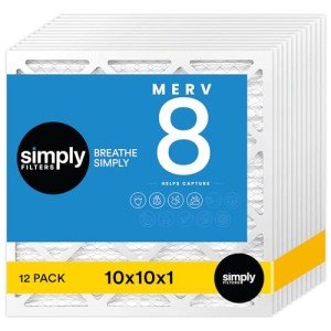 10x10x1 MERV 8 Air Filters, 12 Pack