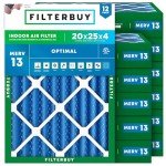 20x25x4 MERV 13 Pleated Air Filters - 12 Pack