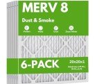 20x20x1 MERV 8 Pleated HVAC Filters, 6-Pack