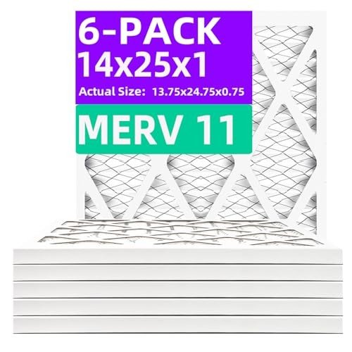 Qingzhug 14x25x1 MERV 11 Pleated Air Filters (6-Pack)