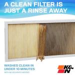 K&N Washable 12x24x1 Air Filter, Merv 11