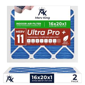 MervKing 16x20x1 MERV 11 Air Filter - 2-Pack