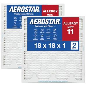 Aerostar 18x18x1 MERV 11 Air Filter, 2 Pack