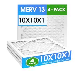 MERV 13 10x10x1 Pleated Air Filters - 4 Pack