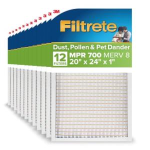 Filtrete 20x24x1 AC Air Filter, MERV 8, 12-Pack