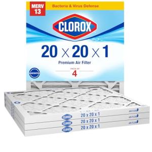 Clorox MERV 13 Air Filters, 20x20x1, Pack of 4