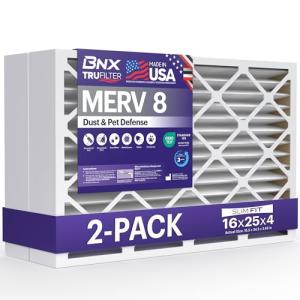 BNX TruFilter MERV 8 16x25x4 Air Filter 2-Pack