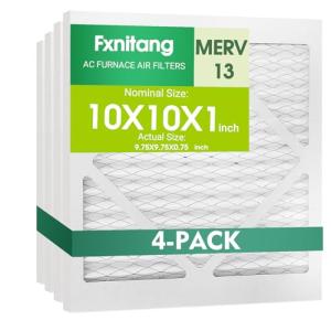 4 Pack MERV 13 Pleated Air Filters 10x10