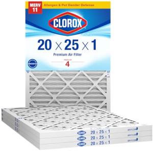 Clorox MERV 11 Pleated Air Filters, Pack of 4
